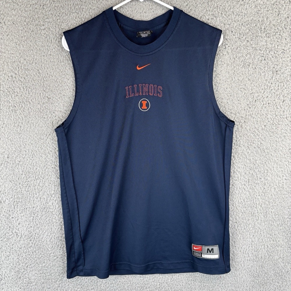 Vintage Illinois Illini Basketball Jersey Men Medium Navy Nike Center Swoosh 90s